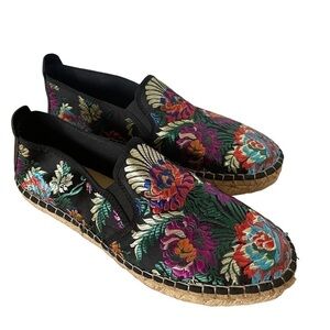 FABIOLAS Espadrilles Flat Slip-On Floral Embroidered Handcrafted Shoes Sz 41